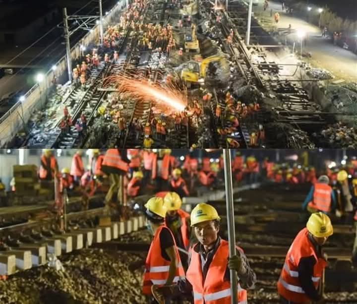 الصين تروض الزمن: محطة قطار في تسع ساعات بسواعد 1500 عامل